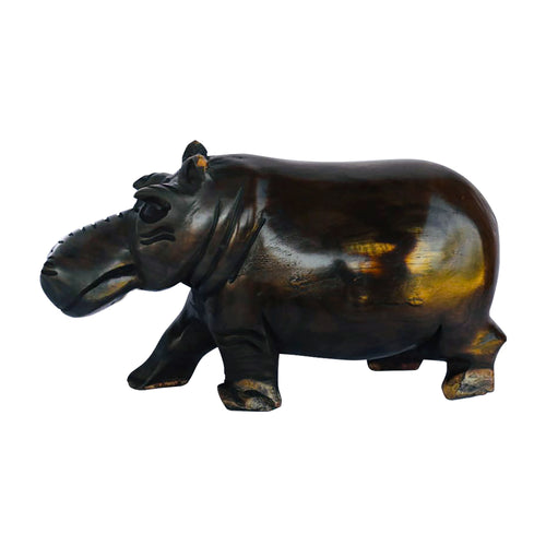Hippo Wood Carving Figurine