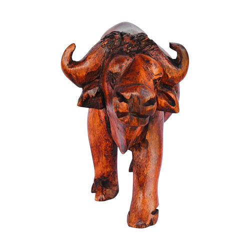 Buffalo Wood Carving - Hand Carved Figurine