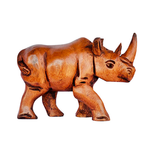 Rhino Wood Carving Figurine