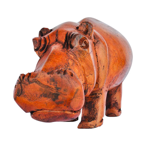 Hippo Wood Carving Figurine
