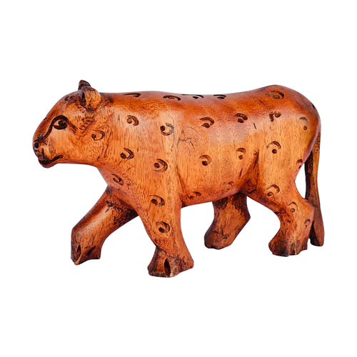 Leopard Wood Carving Figurine